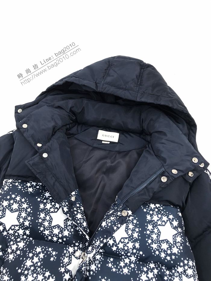 Gucci男裝 古奇2020最新爆款中長款星星印花羽絨服  ydi3157
